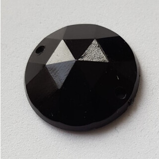 Aufnähstein Schwarz rund 15 mm Kunststoff
