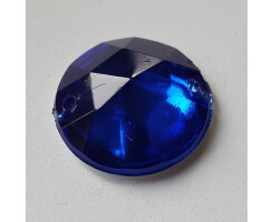 Aufnähstein Blau rund 18 mm Kunststoff